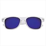 Clear Frame With Blue Mirrored Lenses Front